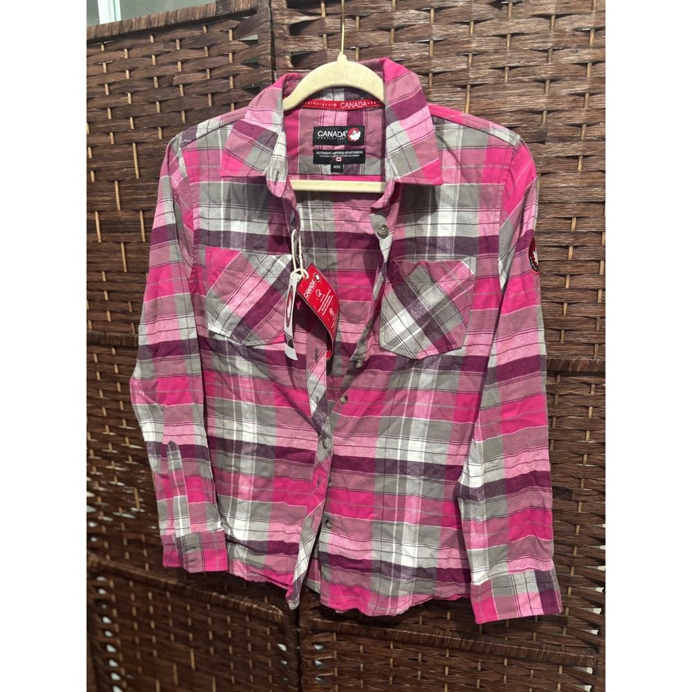 Canada Weather Gear Womens Flannel Shirt Plaid Long Sleeve Authentic Heritage M